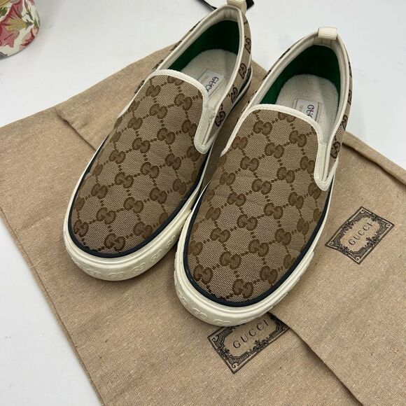 Men's Gucci GG canvas slip on sneakers size 8 fits 9 US. PRISTINE - Picture 11 of 11